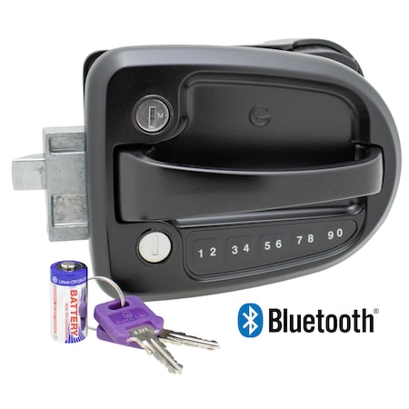 Global Deluxe Bluetooth, Keypad entry, or Keys, RV Towable Entry Door Lock, inGin Keyed, Replaces std. lock TTLBT-46160B-2006-1PK